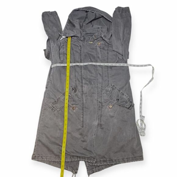 BY ANTHROPOLOGIE Women’s Gray Quilted-Liner Hooded Long Utility Jacket XS - Picture 9 of 9